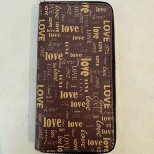 Brown and Gold Love Print Wallet for Women with the Card Holder